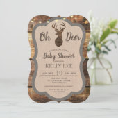 Rustieke Herten Hout Baby shower Invitation Kaart (Staand voorkant)