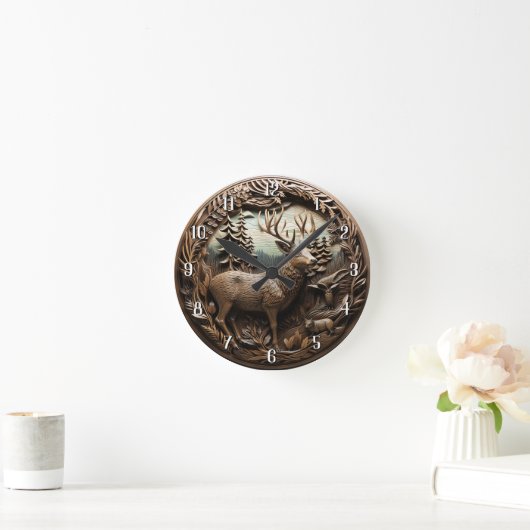 Rustieke herten jachthut ronde klok (Huis)