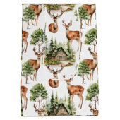 Rustieke Herten Natuur Wildlife Vakantie Kerstmis Medium Cadeauzakje (Achterkant)