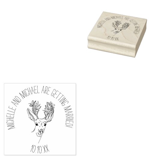 Rustieke Herten Save the Date Rubberstempel (Gestempeld)