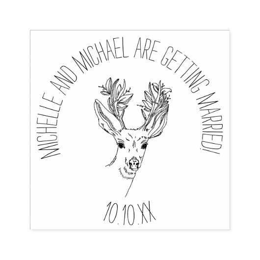 Rustieke Herten Save the Date Rubberstempel (Afrduk)