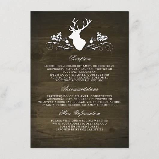 Rustieke Herten Schuur Hout Bruiloft Informatie Informatiekaartje (Voorkant)