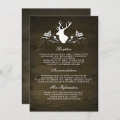 Rustieke Herten Schuur Hout Bruiloft Informatie Informatiekaartje (Voorkant / Achterkant)