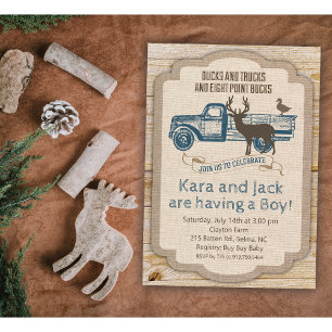 Rustieke herten vrachtwagen jongen babyshower uitn kaart
