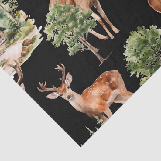 Rustieke Herten Wildlife Waterverf Vakantie Kerstm Tissuepapier (Detail)