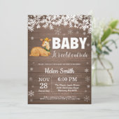 Rustieke herten winter baby shower uitnodiging (Staand voorkant)