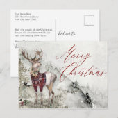 Rustieke Herten Winter Sneeuw Scène Kerstmis Briefkaart (Voorkant / Achterkant)