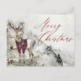 Rustieke Herten Winter Sneeuw Scène Kerstmis Briefkaart