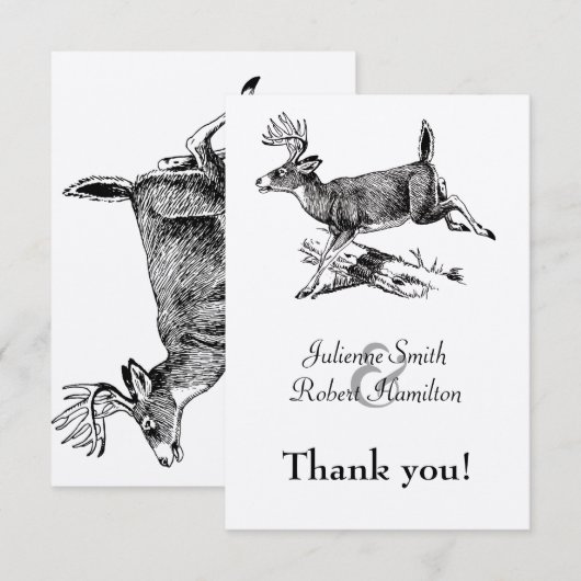 Rustieke herten Woodland bruiloft dank u kaart (Voorkant / Achterkant)