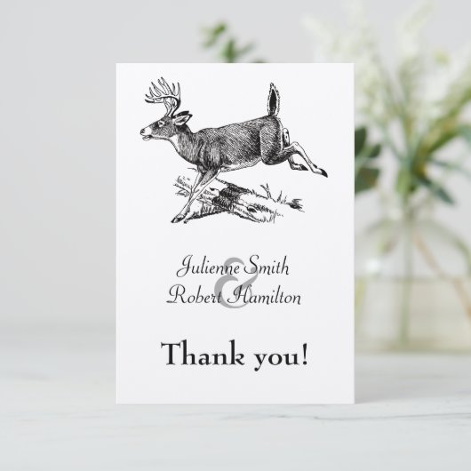 Rustieke herten Woodland bruiloft dank u kaart (Staand voorkant)