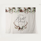 Rustieke hertenbloem burgundy bruiloft elegant wandkleed (Voorkant (horizontaal))