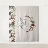 Rustieke hertenbloem burgundy bruiloft elegant wandkleed (Voorkant)