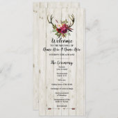 Rustieke hertenhoorn houten bloemen bloem bruiloft programmakaart (Voorkant / Achterkant)