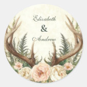 Rustieke hertshoorn bosland ronde sticker (Voorkant)