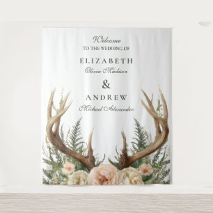 Rustieke hertshoorn bosland wandkleed