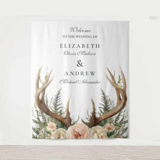 Rustieke hertshoorn bosland wandkleed (Voorkant)