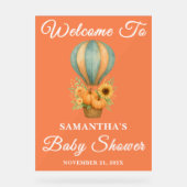 Rustieke Hete Luchtballon Herfst Baby shower Welko Acryl Bord (Voorkant)