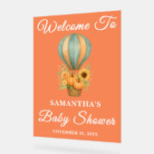 Rustieke Hete Luchtballon Herfst Baby shower Welko Acryl Bord (Hoek)
