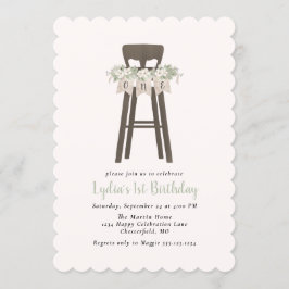 Rustieke High Chair Eerste Verjaardag Kaart