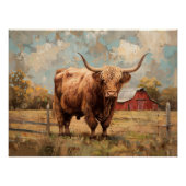 Rustieke Highland Koe en Barn Decoupage Perfect Poster (Voorkant)