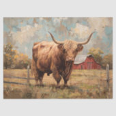 Rustieke Highland Koe en Barn Decoupage Tissuepapier (Voorkant)