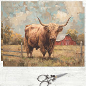 Rustieke Highland Koe en Barn Decoupage Tissuepapier