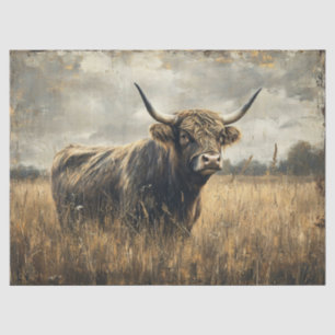Rustieke Highland Koe Landscape Art Decoupage Tissuepapier