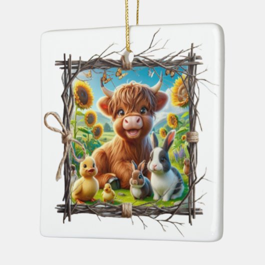 Rustieke Highland Koe Ornament – Boerderij Keepsak (Links)