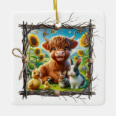 Rustieke Highland Koe Ornament – Boerderij Keepsak (Voorkant)