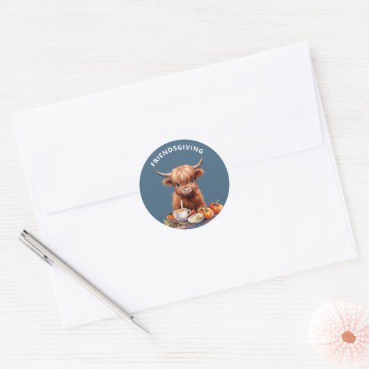 Rustieke Highland Koe Vriendschapsgevende Stickers (Envelop)