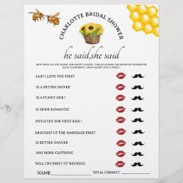 Rustieke Hij zei Zij zei Bruiloftsspel Flyer