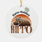 Rustieke Hippo Earth Tones Feestdagen Keramisch Ornament (Voorkant)