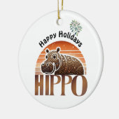 Rustieke Hippo Earth Tones Feestdagen Keramisch Ornament (Links)