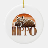 Rustieke Hippo Earth Tones Feestdagen Keramisch Ornament (Achterkant)