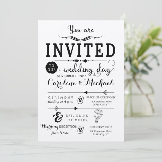 Rustieke Hipster bruiloft uitnodigingskaart Kaart (Staand voorkant)