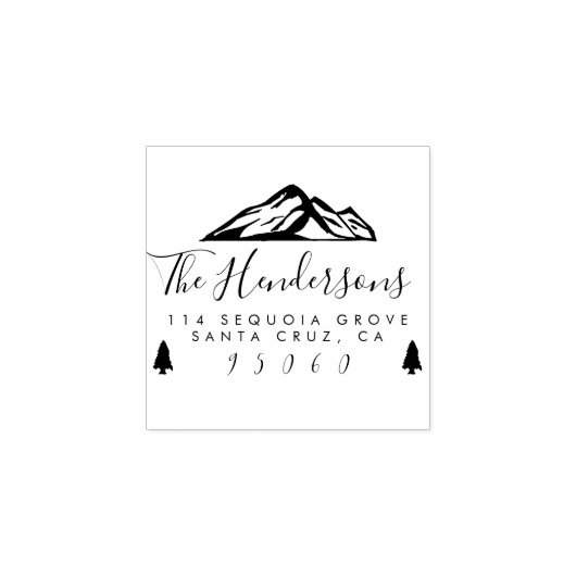 Rustieke Hipster Mountains familie retour adres Rubberstempel (Afrduk)