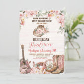 Rustieke Hoedown Cowgirl Verjaardagsfeestuitnodigi Kaart (Staand voorkant)