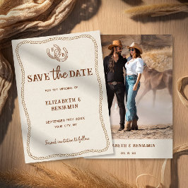 Rustieke hoefijzer western schuur bruiloft foto save the date