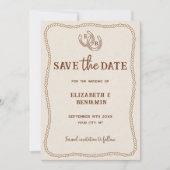 Rustieke hoefijzer western schuur bruiloft foto save the date (Voorkant)