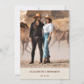 Rustieke hoefijzer western schuur bruiloft foto save the date (Achterkant)
