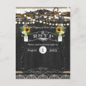 Rustieke Hoefijzers & Bloemen Bruiloft RSVP Kaart (Voorkant)