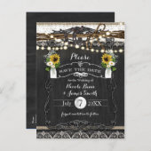 Rustieke Hoefijzers & Bloemen Bruiloft Save the Da Aankondigingskaart (Voorkant / Achterkant)