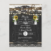 Rustieke Hoefijzers & Bloemen Bruiloft Save the Da Aankondigingskaart (Voorkant)