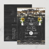 Rustieke hoefijzers & bloemen Huwelijk Sla de datu Aankondigingskaart (Voorkant / Achterkant)