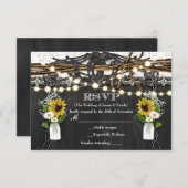 Rustieke Hoefijzers & Bloemen Landelijk Bruiloft R RSVP Kaartje (Voorkant / Achterkant)