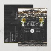 Rustieke Hoefijzers & Bloemen Trouw RSVP Kaart (Voorkant / Achterkant)