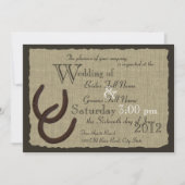 Rustieke Hoefijzers en Burlap Wedding Kaart (Voorkant)