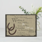Rustieke Hoefijzers en Burlap Wedding Kaart (Staand voorkant)