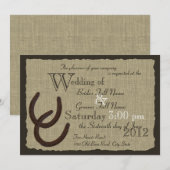 Rustieke Hoefijzers en Burlap Wedding Kaart (Voorkant / Achterkant)