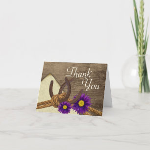 Rustieke Hoefijzers en touw Dank u Bedankkaart